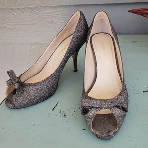 Caparros rhinestone bow heels